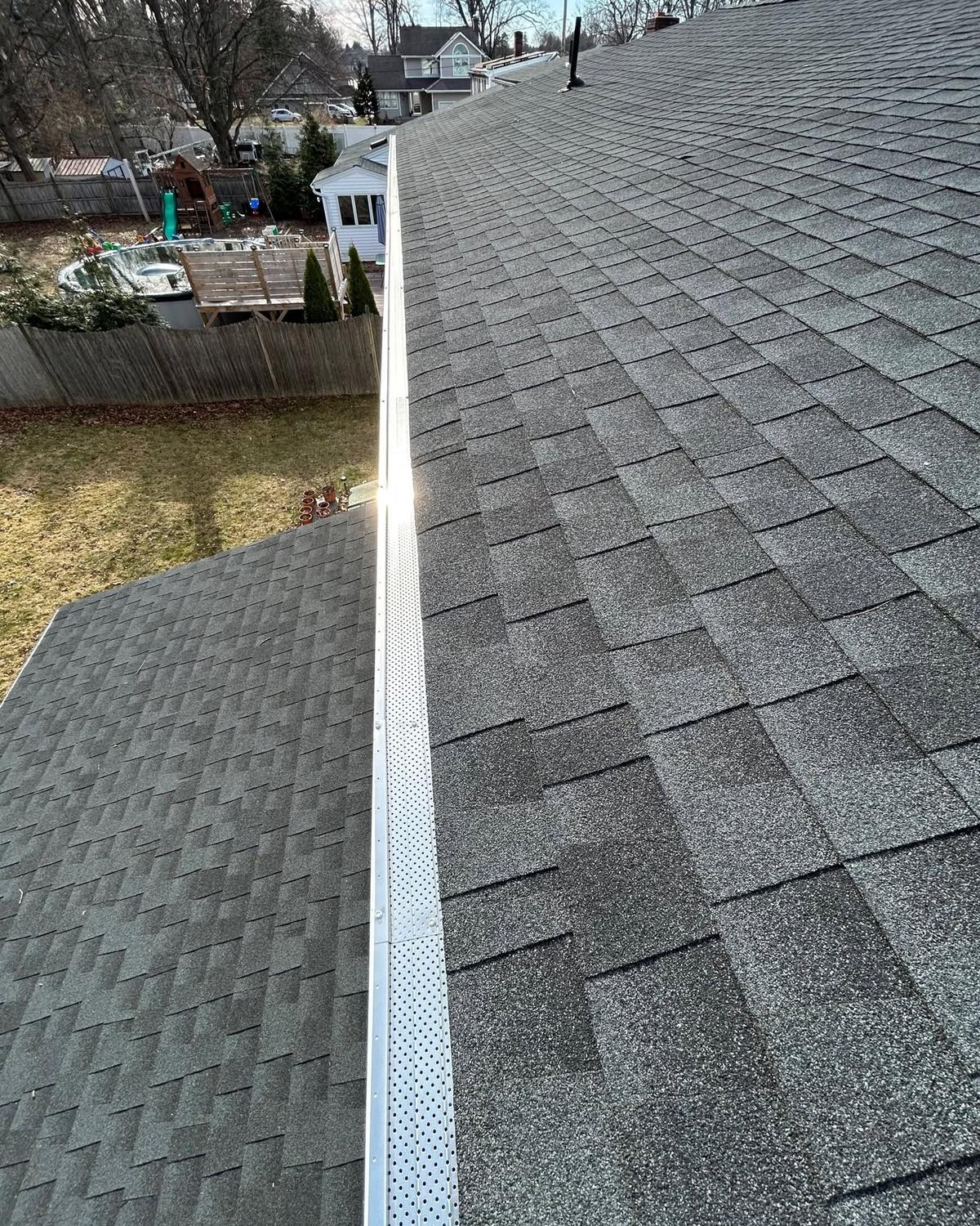 Clean gutter with micro-mesh guard ready for the rainy season
